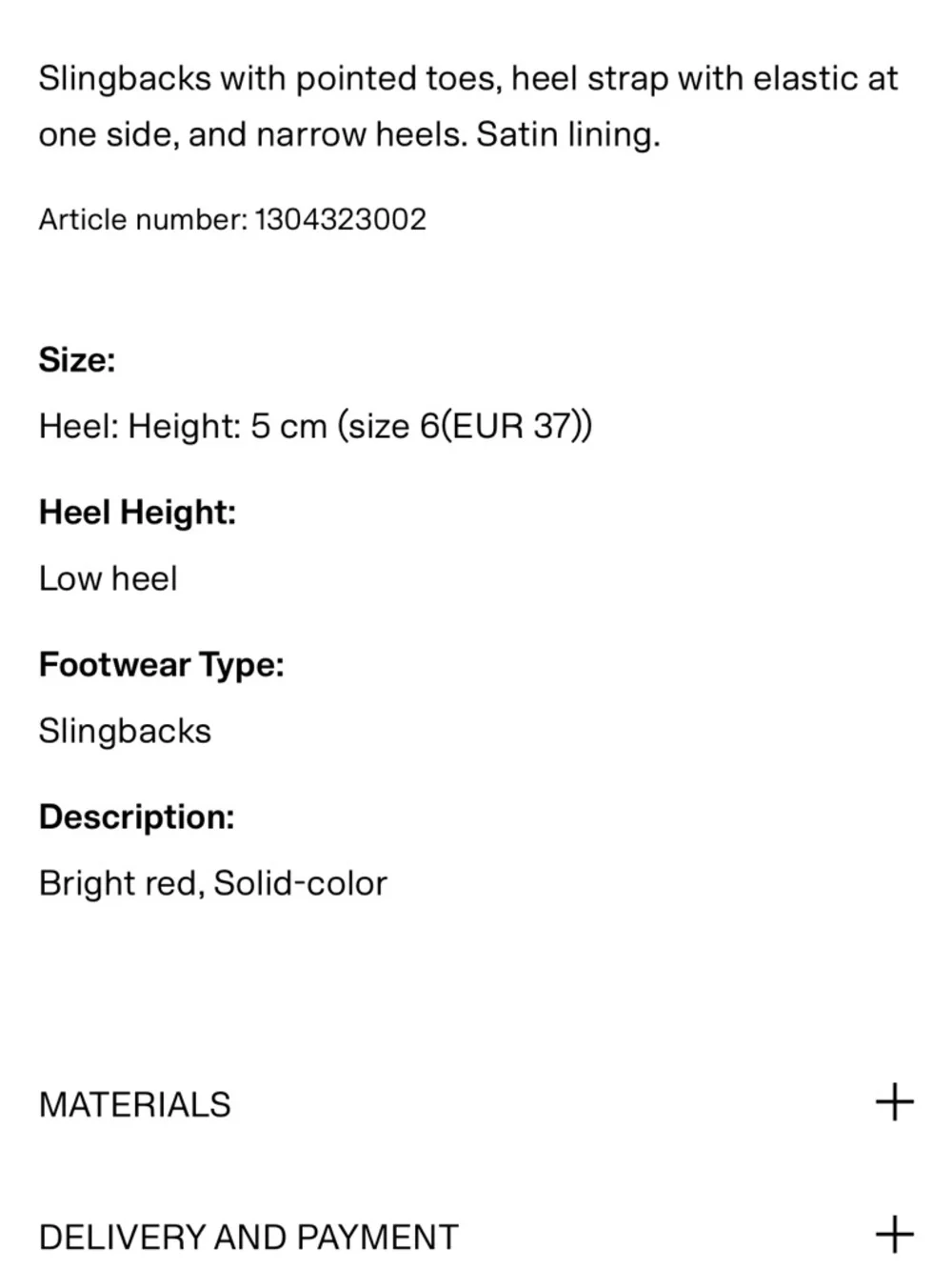 H&M Red Pointed Toe Slingback Heels - Picture 5 of 6